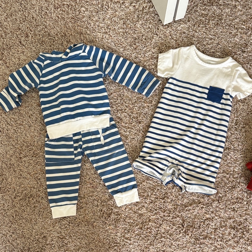Cat & Jack Navy and White Striped Outfit Set